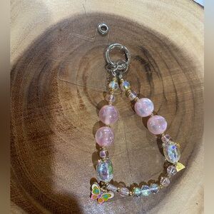 Glass hearts and butterfly phone charm